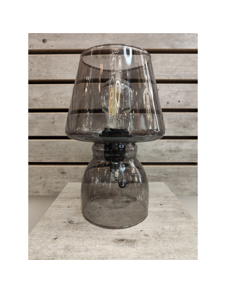 Lampe de table Naska fumée - Sampa Helios verre Leluminaireled.com