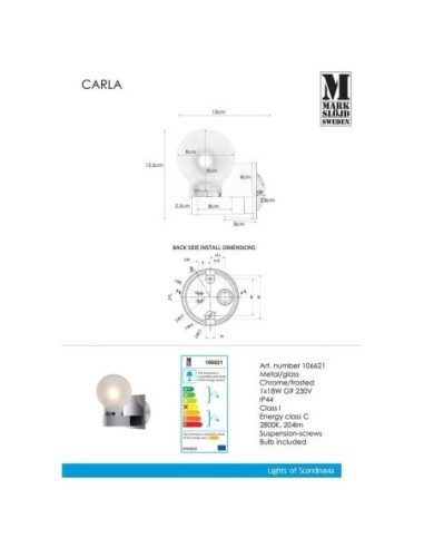 Applique murale étanche Carla I - Markslojd Leluminaireled.com