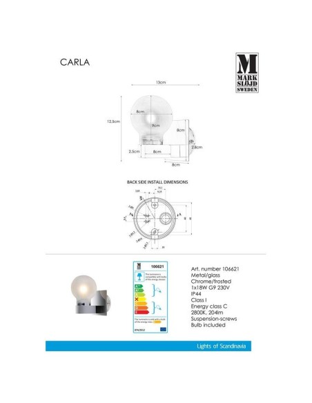 Applique murale étanche Carla I - Markslojd Leluminaireled.com