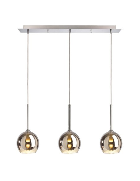 Suspension Led verre chromé Bunda 3 points lumineux - Deko Light Leluminaireled.com
