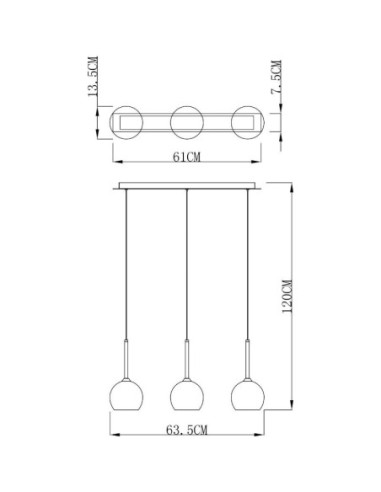 Suspension Led verre chromé Bunda 3 points lumineux - Deko Light Leluminaireled.com