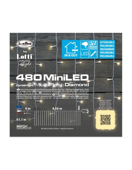 Rideau lumineux multiflash blanc chaud - Lotti Leluminaireled.com