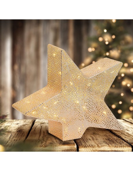 Etoile décorative lumineuse inclinée éclairage fixe diam 30cm blanc chaud - Lotti Leluminaireled.com