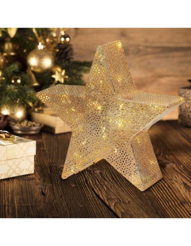 Etoile décorative lumineuse droite éclairage fixe diam 30 cm blanc chaud - Lotti Leluminaireled.com