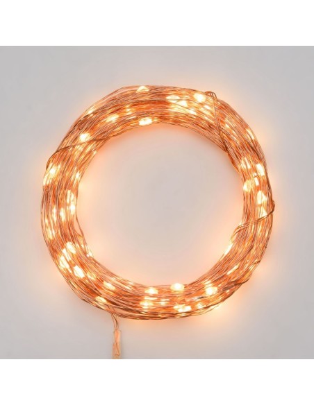 Guirlande lumineuse cuivrée 200 microleds  blanc chaud - Lotti Leluminaireled.com