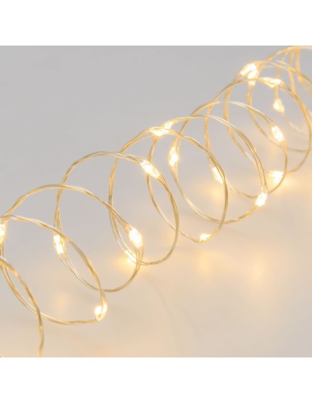 Guirlande lumineuse argentée 200 microleds  blanc chaud - Lotti Leluminaireled.com