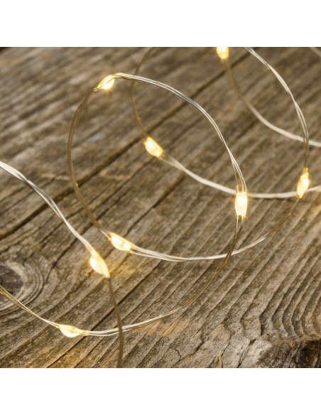 Guirlande lumineuse argentée 200 microleds  blanc chaud - Lotti Leluminaireled.com