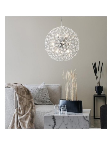 Suspension Led  style baroque métal chromé et cristal 50 cm - Markslöjd - Bolid Leluminaireled.com