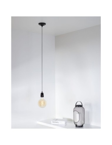 Suspension rétro porcelaine noire  - Girard-Sudron - Rétro Charm Leluminaireled.com