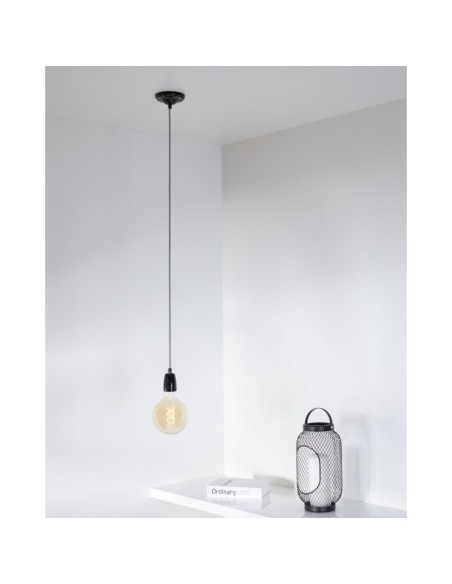 Suspension rétro porcelaine noire  - Girard-Sudron - Rétro Charm Leluminaireled.com