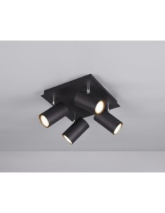 Plafonnier Led 4 lampes culot GU10 noir - Trio - Marley IV Leluminaireled.com
