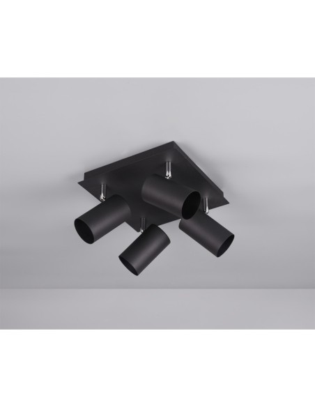 Plafonnier Led 4 lampes culot GU10 noir - Trio - Marley IV Leluminaireled.com