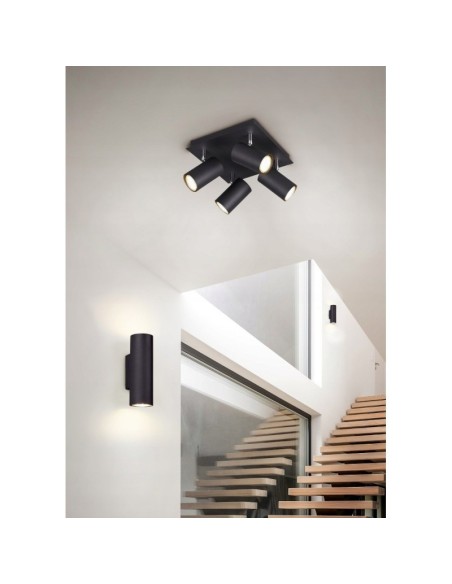 Plafonnier Led 4 lampes culot GU10 noir - Trio - Marley IV Leluminaireled.com