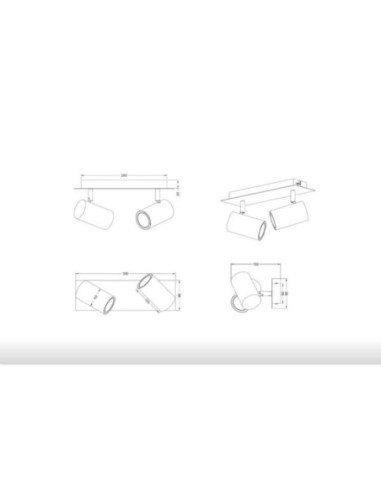 Plafonnier/applique Led 2 lampes culot GU10 noir - Trio - Marley II Leluminaireled.com