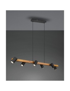 Suspension Led bois métal 6 lampes culot GU10 noir - Trio - Marley VI Leluminaireled.com