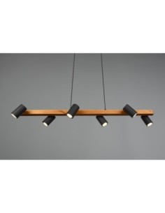Suspension Led bois métal 6 lampes culot GU10 noir - Trio - Marley VI Leluminaireled.com 2