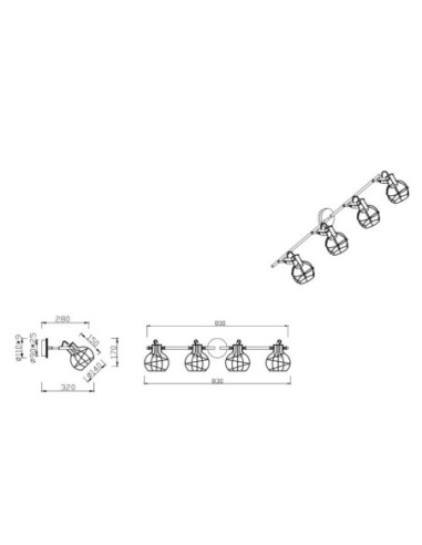 Plafonnier Led 4 lampes culot E27 - Trio - Madras IV Leluminaireled.com