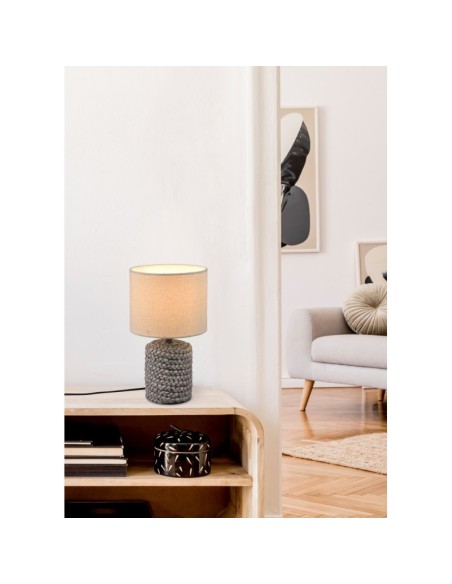 Lampe de table  culot E14 céramique abat-jour tissu- Trio - Mala Leluminaireled.com