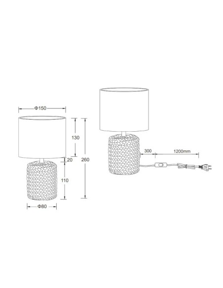 Lampe de table  culot E14 céramique abat-jour tissu- Trio - Mala Leluminaireled.com