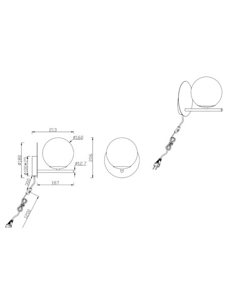 Applique Led  culot E14 support métal anthracite abat-jour verre fumé - Trio - Pure Leluminaireled.com