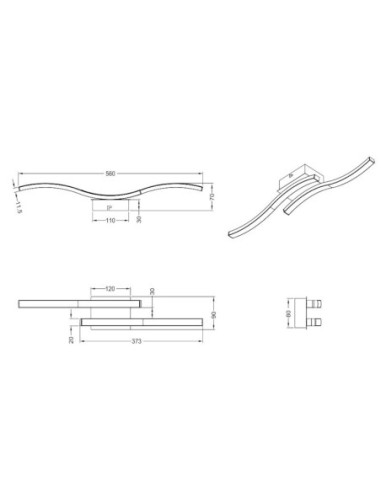 Plafonnier Led intégrée 2x500 lumens  noir - Trio - Route II Leluminaireled.com