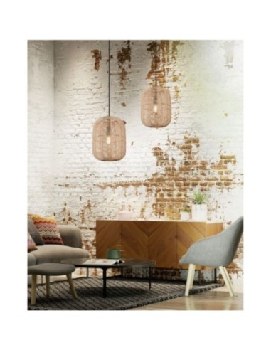 Suspension Led  sisal culot E27  - Trio - Runa Leluminaireled.com