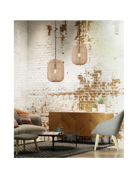 Suspension Led  sisal culot E27  - Trio - Runa Leluminaireled.com