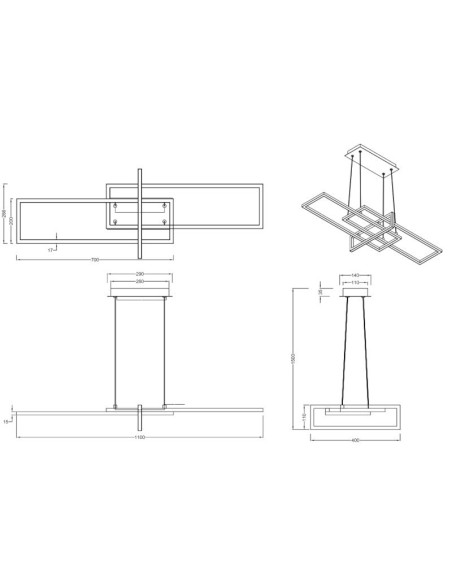 Suspension Led intégrée luminosité variable - Trio - Salinas Leluminaireled.com