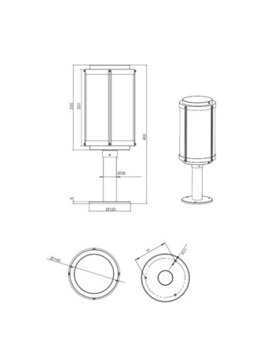 Potelet extérieur (tête de pilier) anthracite culot E27 - Trio - Tanaro Leluminaireled.com