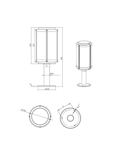 Potelet extérieur (tête de pilier) anthracite culot E27 - Trio - Tanaro Leluminaireled.com