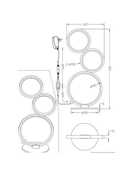 Lampe de table Led  intensité lumineuse  variable - Trio - Rondo Leluminaireled.com