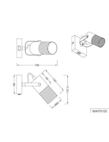 Applique Led  culot E14 support métal noir douille bois - Trio - Tosh I Leluminaireled.com