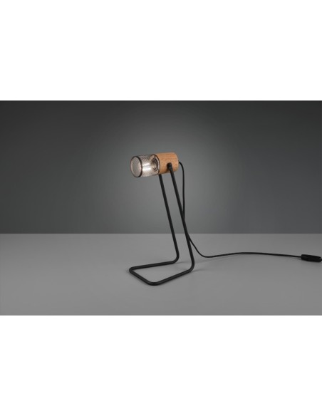 Lampe de table Led culot E14 support métal noir douille bois - Trio - Tosh Leluminaireled.com