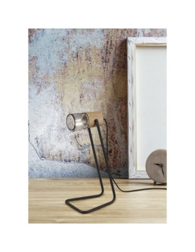 Lampe de table Led culot E14 support métal noir douille bois - Trio - Tosh Leluminaireled.com