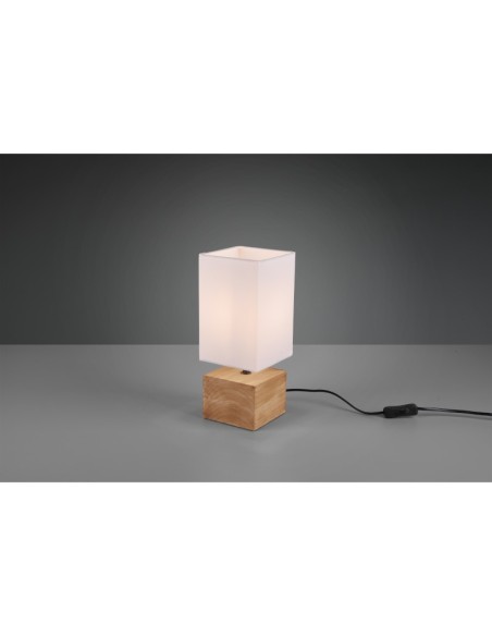 Lampe de table  culot E14 bois abat-jour tissu - Trio - Woody PM Leluminaireled.com