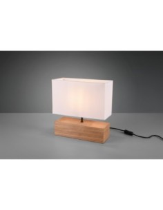 Lampe de table  culot E27 bois abat-jour tissu - Trio - Woody GM 2