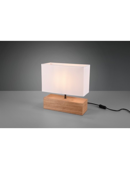 Lampe de table  culot E27 bois abat-jour tissu - Trio - Woody GM Leluminaireled.com
