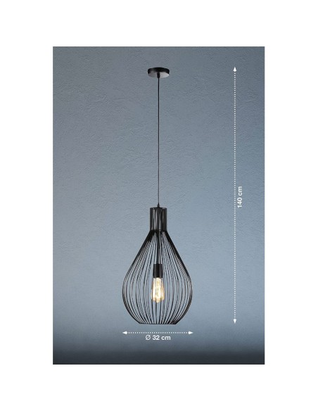 Suspension intérieure métal filaire noire - Fischer & Honsel - Benett Leluminaireled.com