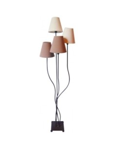 Lampadaire métal noir abat-jour tissu ivoire et taupe 4 points lumineux - Näve - Boho Leluminaireled.com 2