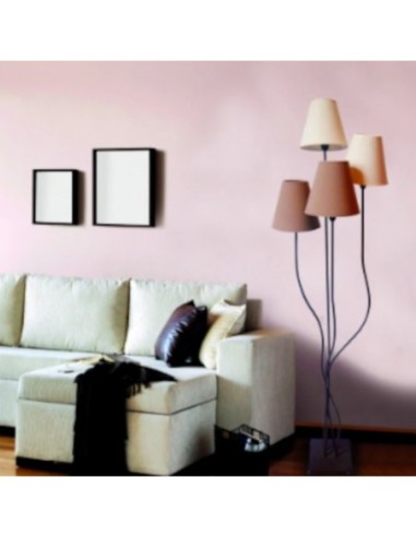 Lampadaire métal noir abat-jour tissu ivoire et taupe 4 points lumineux - Näve - Boho Leluminaireled.com