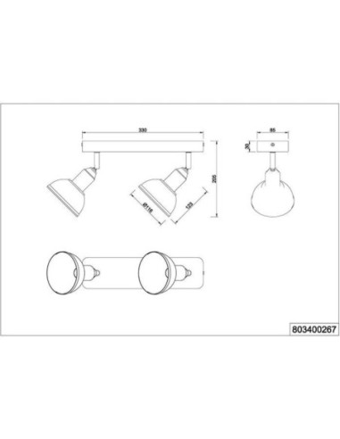 Plafonnier/applique Led 2 lampes culot E14 - Trio - Delhi II Leluminaireled.com