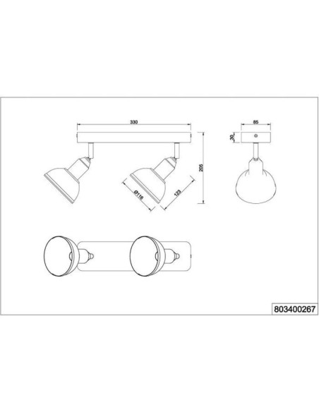 Plafonnier/applique Led 2 lampes culot E14 - Trio - Delhi II Leluminaireled.com