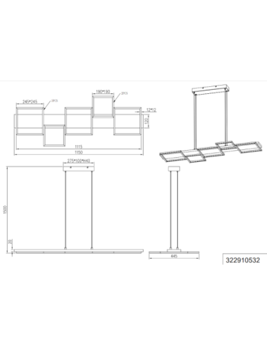 Suspension Led intégrée luminosité variable - Trio - Harper V Leluminaireled.com