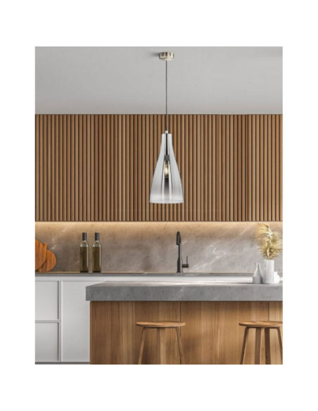 Suspension verre fumé Ø 23 cm - Fischer & Honsel - Zeal Leluminaireled.com