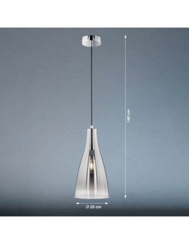 Suspension verre fumé Ø 23 cm - Fischer & Honsel - Zeal Leluminaireled.com