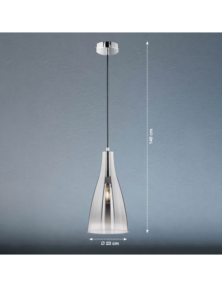 Suspension verre fumé Ø 23 cm - Fischer & Honsel - Zeal Leluminaireled.com