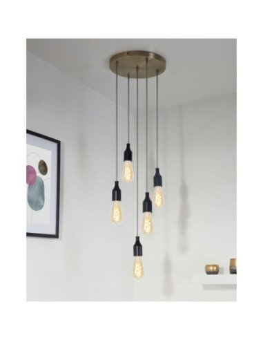 Rosace de plafond ronde métal bronze 5 sorties pour câble 7 mm max - Girard-Sudron Leluminaireled.com