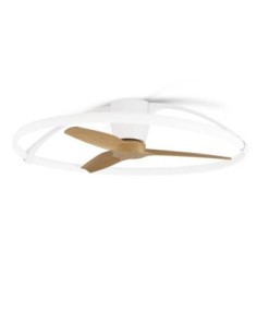 Plafonnier/ventilateur dimmable à changement de température de couleur blanc/bois - Mantra -  Népal Leluminaireled.com