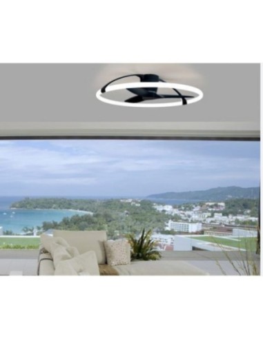 Plafonnier/ventilateur dimmable à changement de température de couleur blanc/noir - Mantra -  Népal Leluminaireled.com