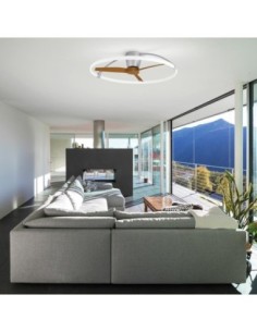 Plafonnier/ventilateur dimmable à changement de température de couleur argent/noyer - Mantra - Népal Leluminaireled.com 2